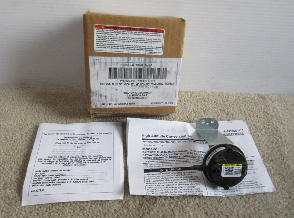BAYSWT05AHALTA Trane High Altitude Pressure Switch Kit - New