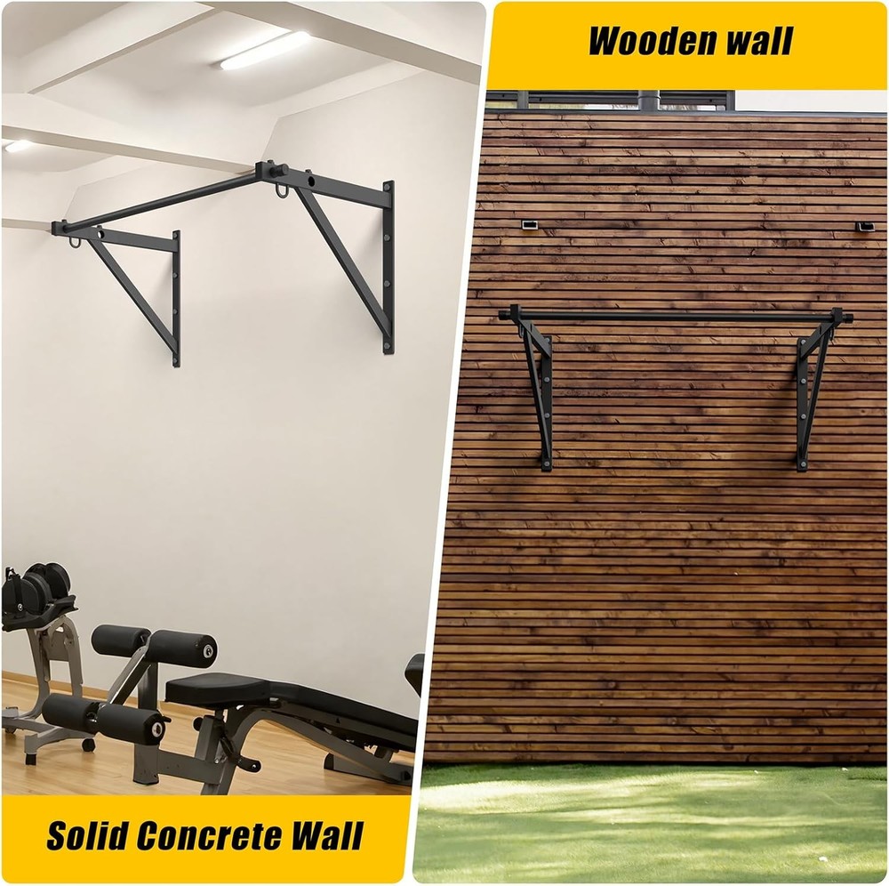 Wall Mounted Pull Up Bar Adjustable Depth 51" Chin Up Bar Strength Training