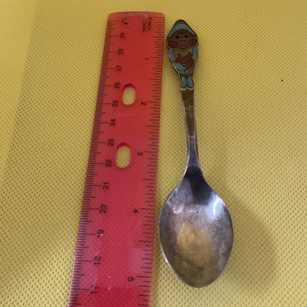 Russian Enamel SILVERPLATE USSR Tea Spoon Dwarfs Knomes