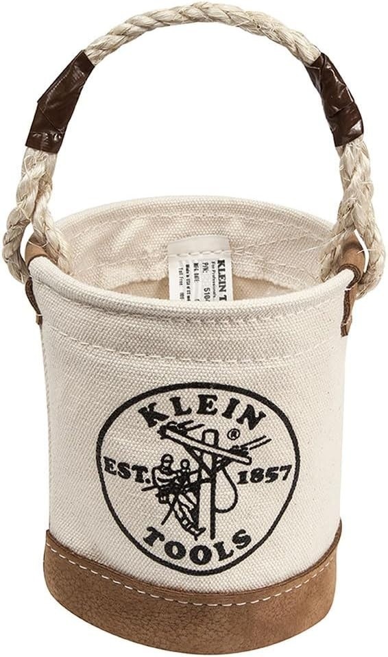 Klein Tools 5104MINI Mini Tool Bucket with Leather-Bottom, Nuts & Bolt Tool Bag