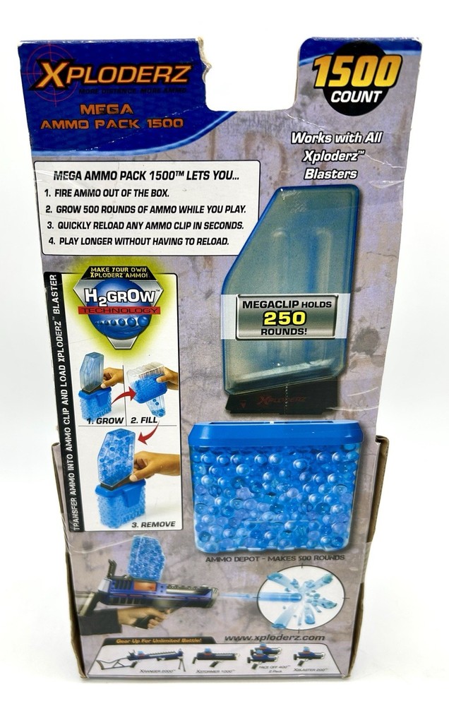 New Xploderz Mega Ammo Pack 1500 Refill Clip Depot H2Grow Technology Sealed