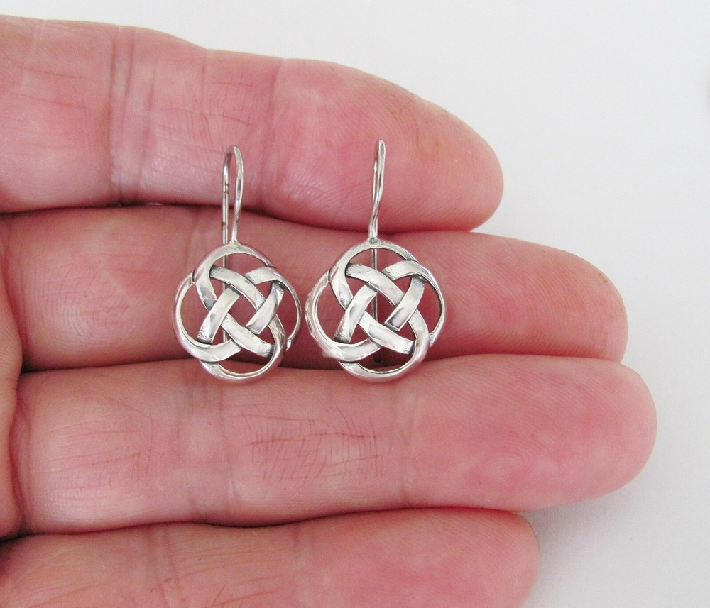 Sterling Silver 16mm Celtic affixed hook earrings #4399