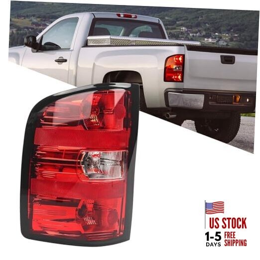 Tail light Assembly for Chevy Silverado 2007 Left (Driver Side) Black Trim