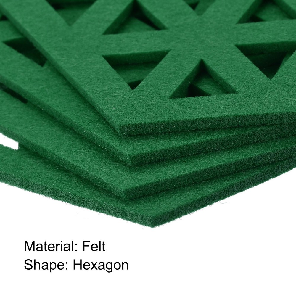 Felt Coasters 4pcs Hexagonal Tampons Coasters Green
