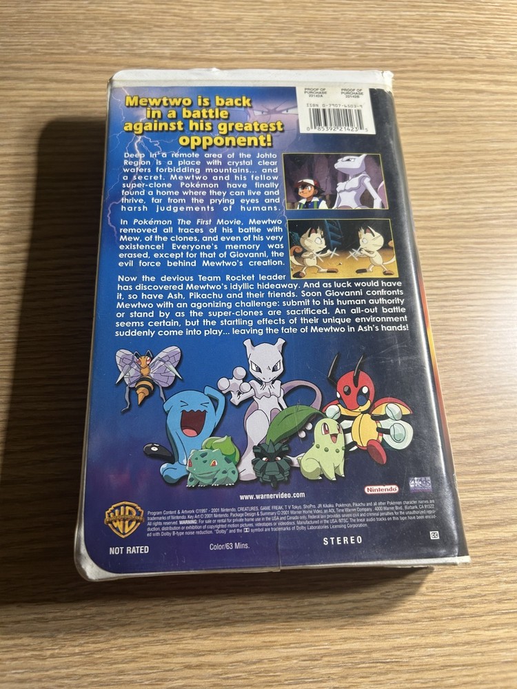 Pokemon: Mewtwo Returns (VHS, 2001, Clamshell Packaging)