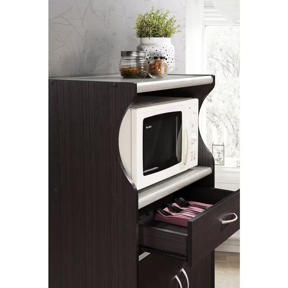 Grey Microwave Cart with Storage