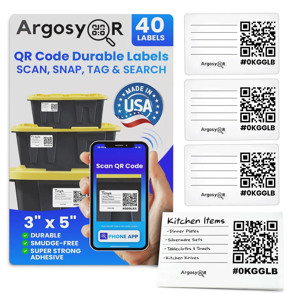 Code Durable Labels (3" x 5") for Storage & Moving - 40 USA-Made In... Fast Ship