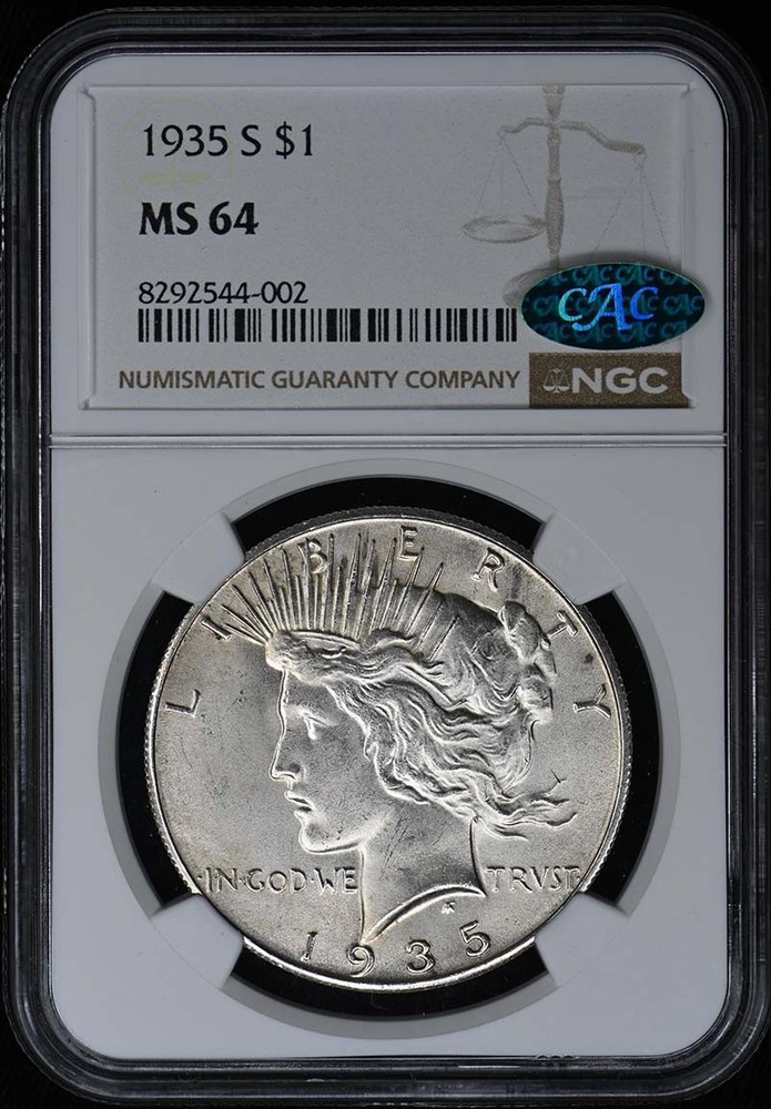 1935-S Peace Dollar S$1 NGC MS64 (CAC)
