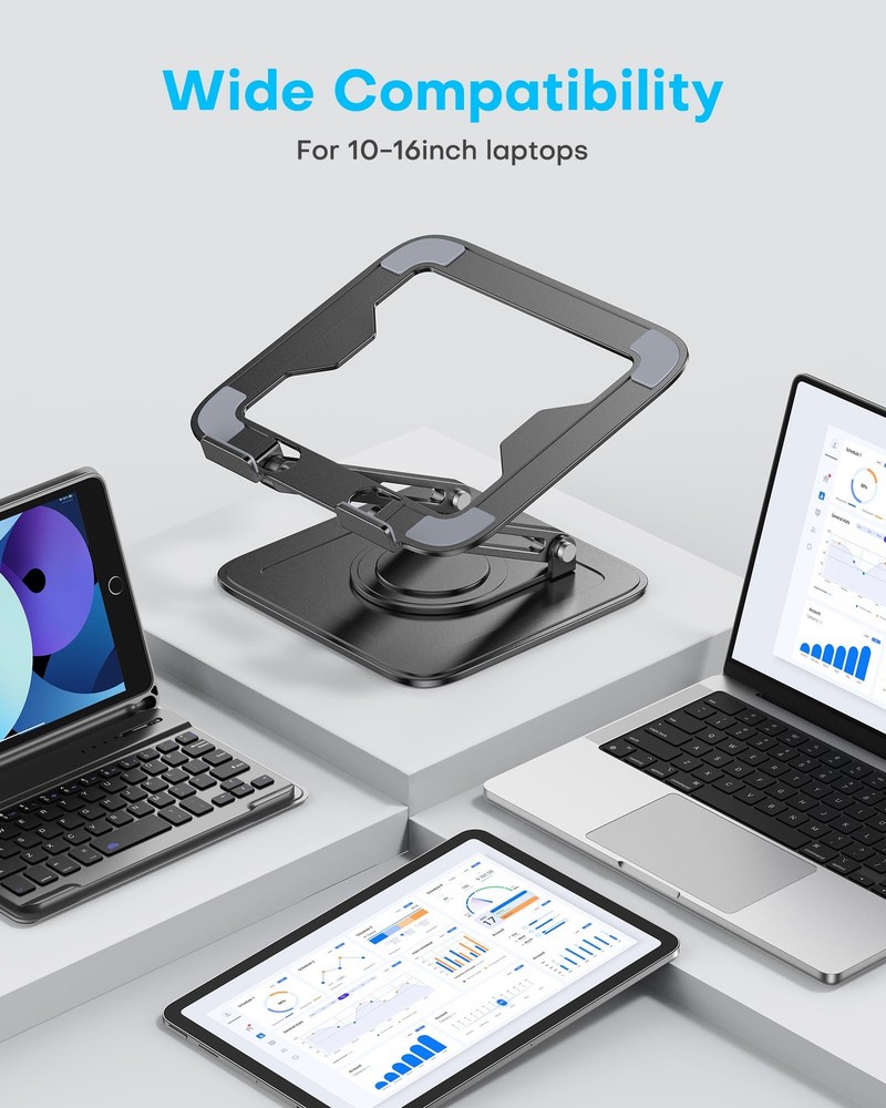 LOXP Adjustable Laptop Stand, Computer Stand with 360 Rotating Classic Black