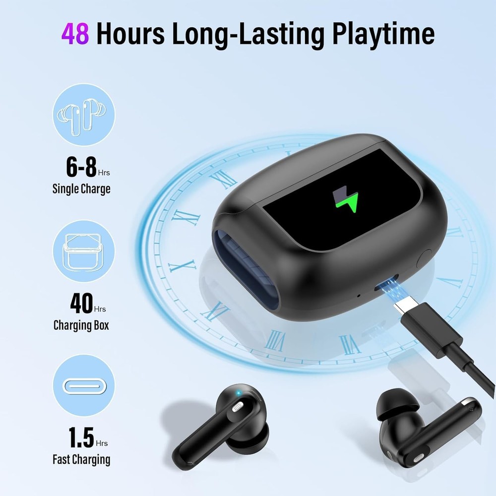 Wireless Earbuds, Bluetooth 5.4 Headphones with Multifunctional Touch Screen,...