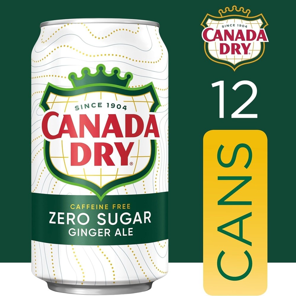 Zero Sugar Ginger Ale Soda, 12 fl oz cans, 12 pack