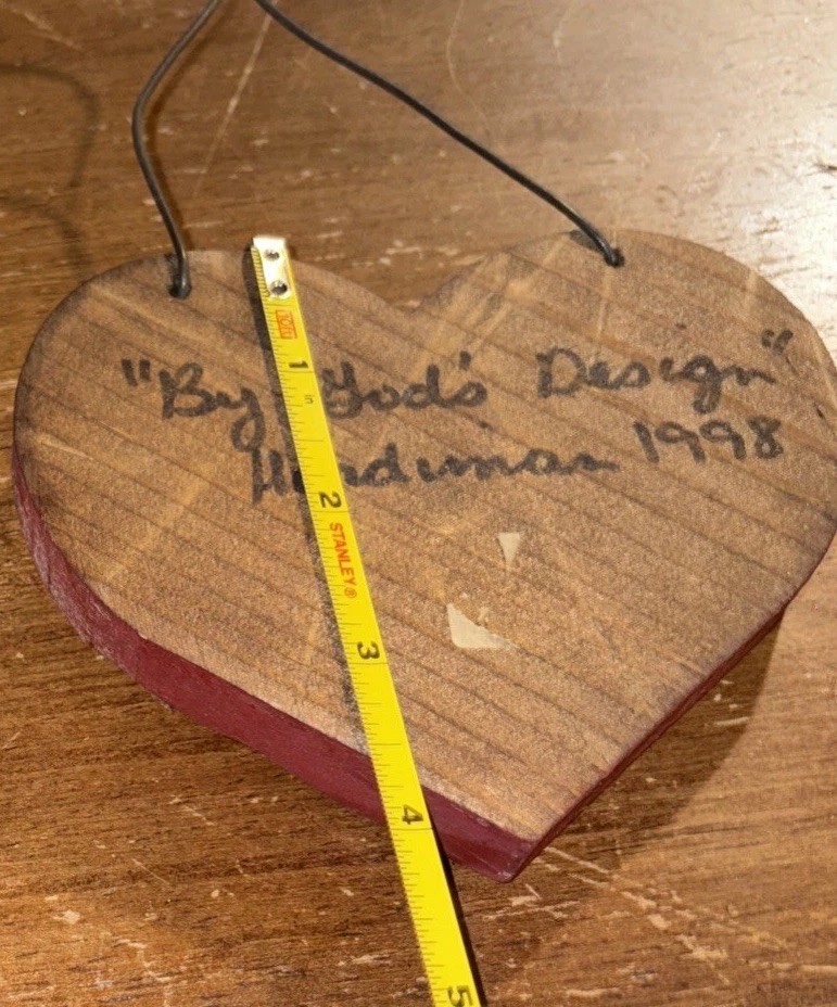 VTG Coca Cola Wooden Handcrafted Heart Shaped Sign Hanging Signed 1998 Handiman