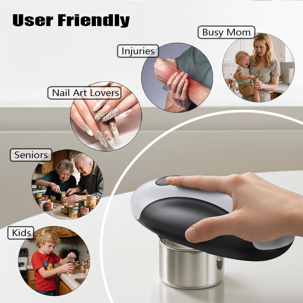Rechargeable Electric Can Opener Smooth Edge Automatic USB Kitchen Tool