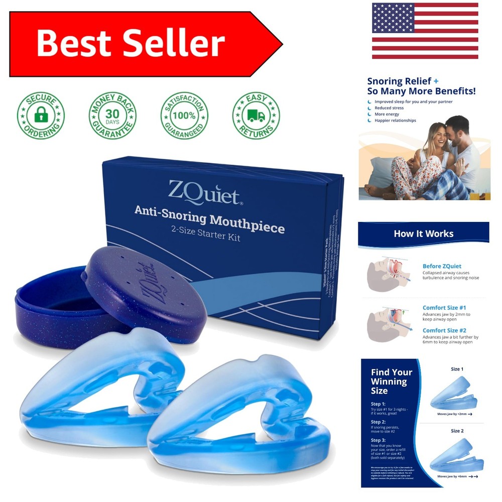 Blue Anti-Snoring Mouthpiece Set - Effective Snoring Solution with Storage Case