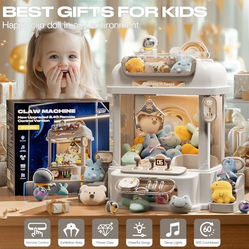 Remote Control Claw Machine for Kids, Mini Vending Machines Candy Grabber White