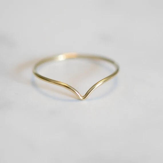 14k Gold Thin Ring Chevron. Stackable, Minimalistic. SIZE:  5,  6,  7 and 8