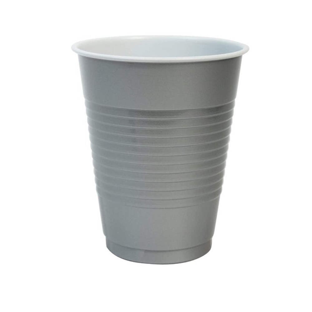 Disposable 9oz Silver Plastic Cups: 8 Pack