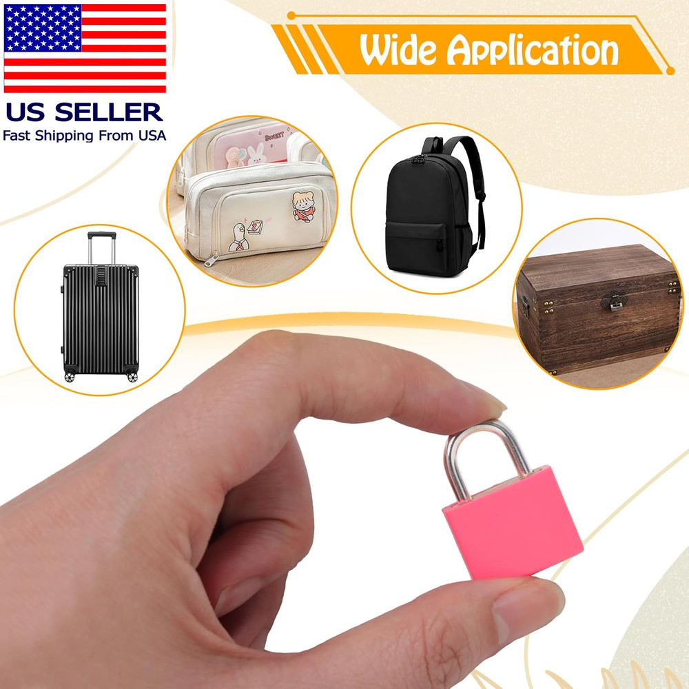 6 Pack Suitcase Locks with Keys - Multicolor Metal Luggage Padlocks - Mini Keyed