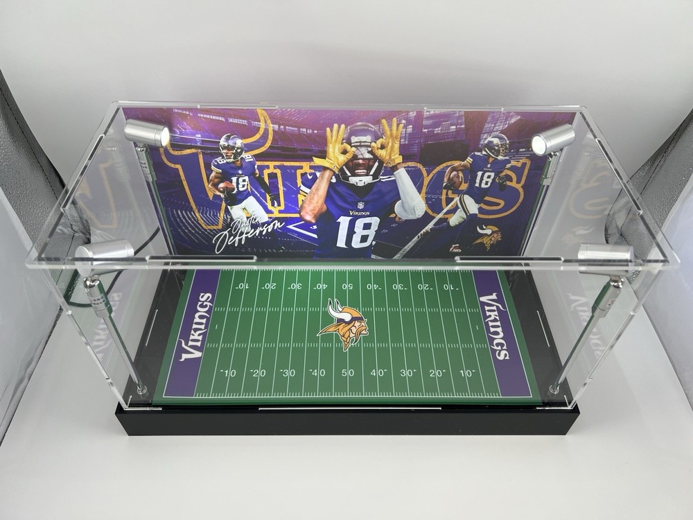 Justin Jefferson - Vikings - Custom 2 Mini Helmet Display Case W/ LED Lights