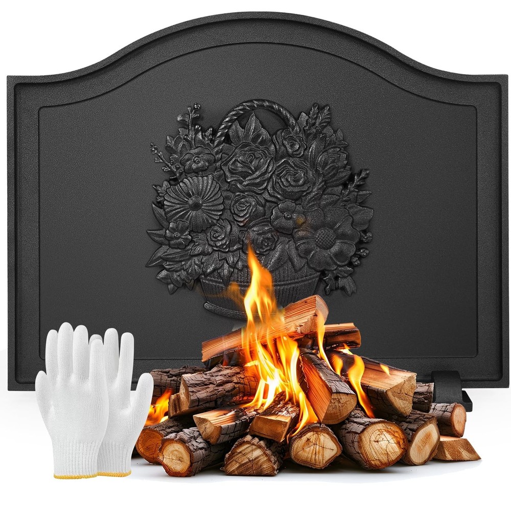 Firebacks for Fireplace,Cast Iron Fireback with Feet,Fireplace Back Plates,He...