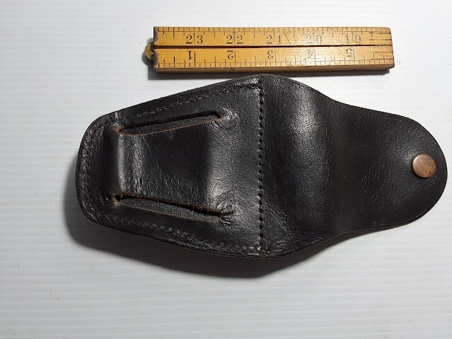 Vintage Black Leather Handcuff Pouch Case Button Closure