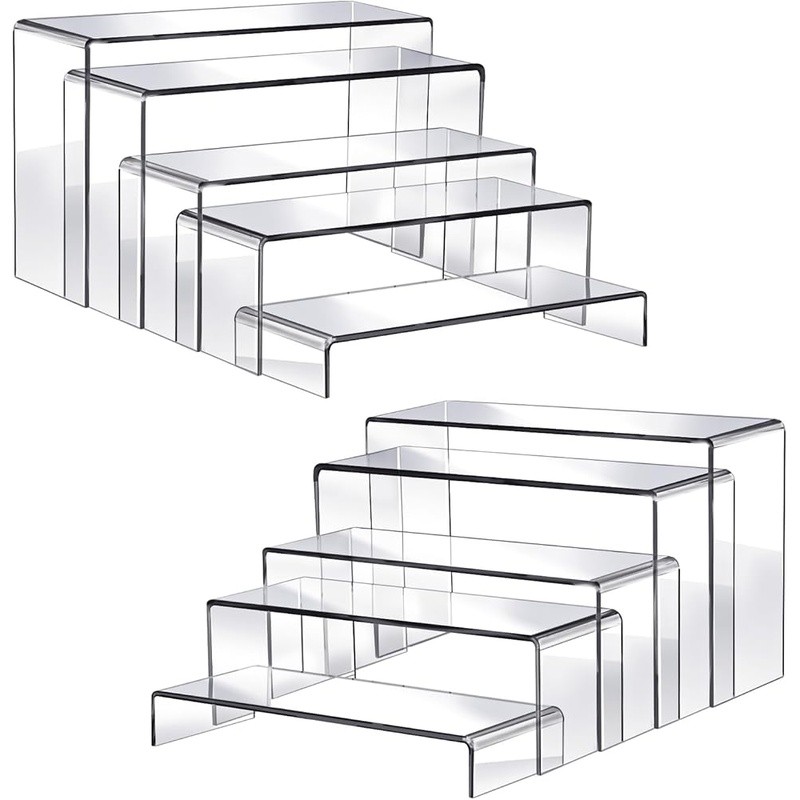 Acrylic Display Risers Set Crystal Clear Multi Layer Showcase Collectibles New