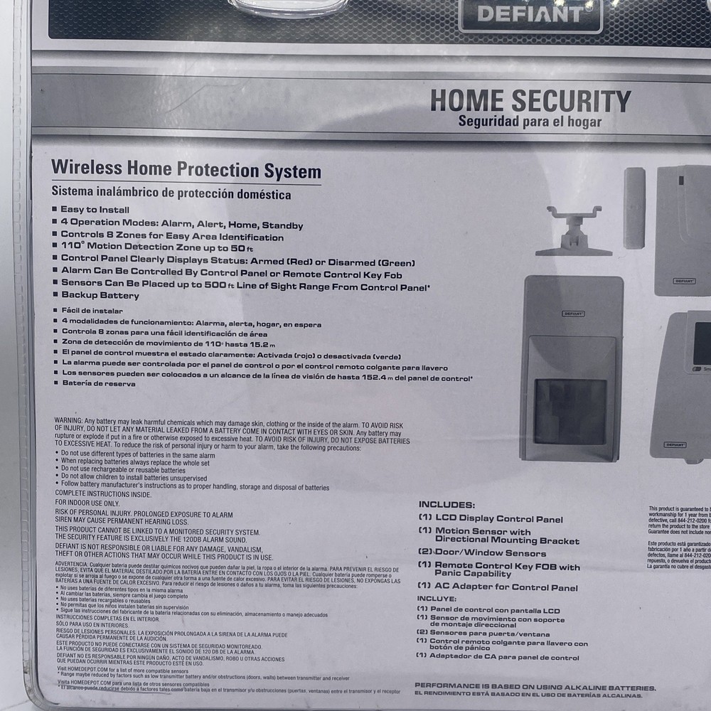 Defiant Wireless Home Security System NO Bluetooth/Internet connection required