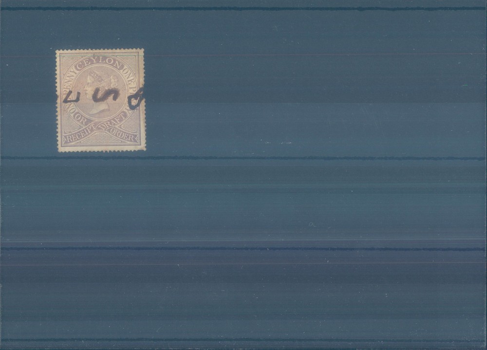 CEYLON 1 penny lilas Receipt Draft Or Order - used