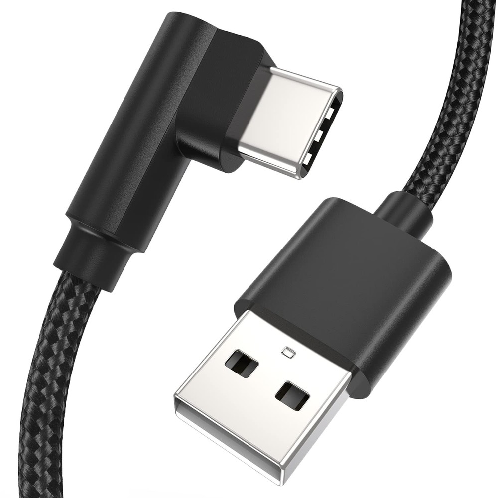 1FT 90 Degree USB C Cable Short, 3Pack Right Angle Type C 1 foot, Black