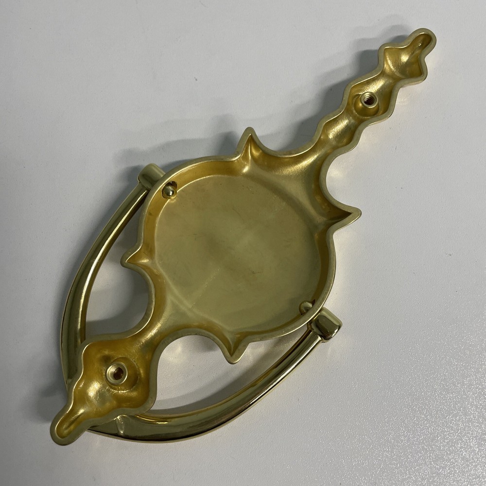 QCAA Solid Brass Door Knocker 7", Polished Brass 1 Pack Open Package