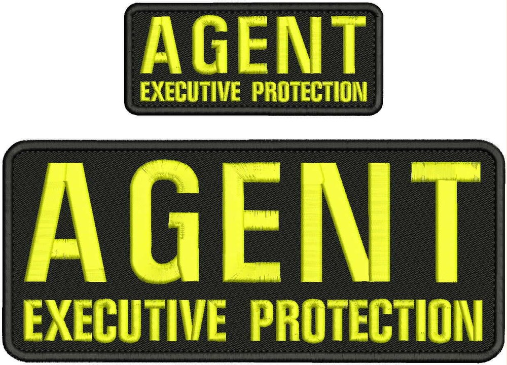 AGENT EXECUTIVE PROTECTION EMB PATCH 4X10 AND 2X5 HOOK ON BACK BLACK/YELLOW
