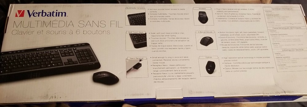 Verbatim Wireless Multimedia Keyboard and 6-Button Mouse Combo - Black - USB Typ