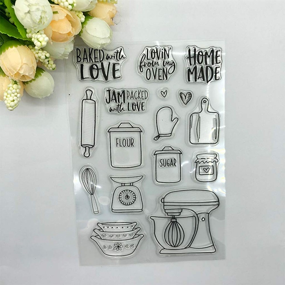 Kitchen Ware Silicone Clear Stamp and Die Sets for Card Making, DIY...