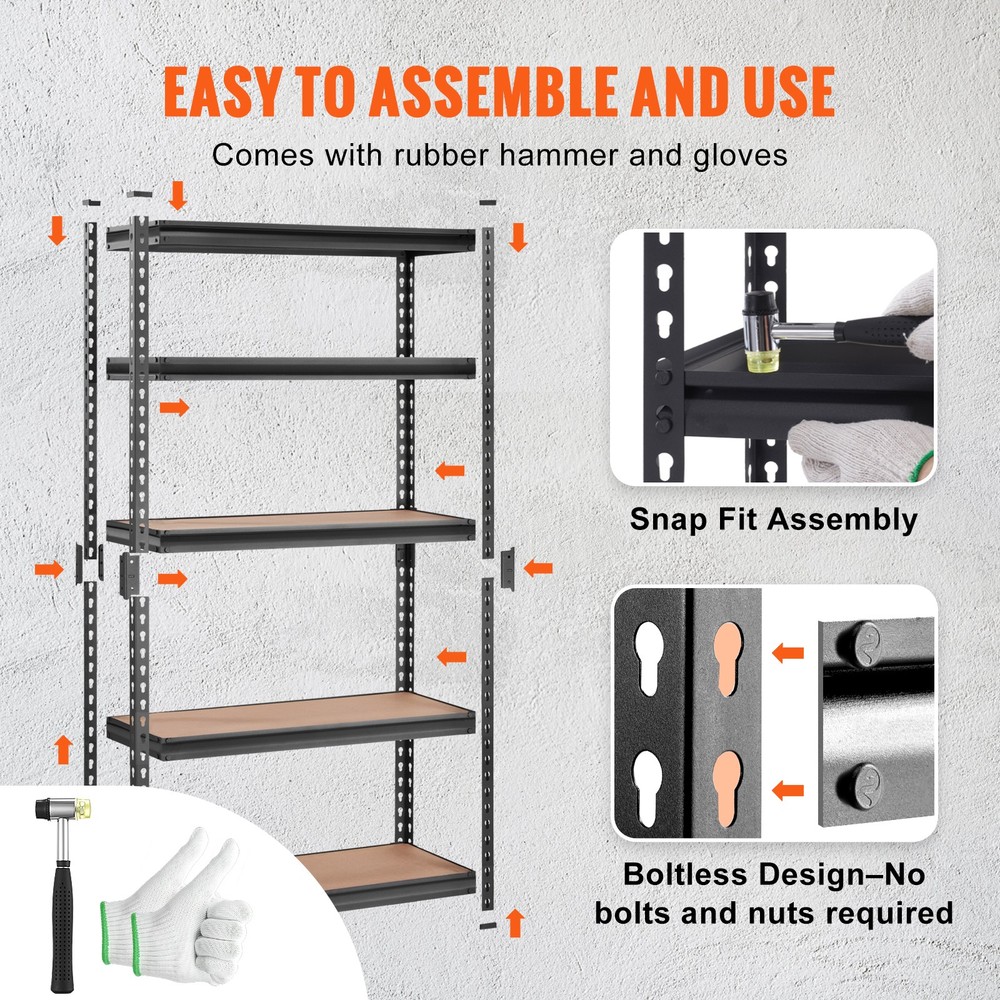VEVOR Storage Shelving Unit Garage Storage Rack 5-Tier Adjustable 2000 lbs Load