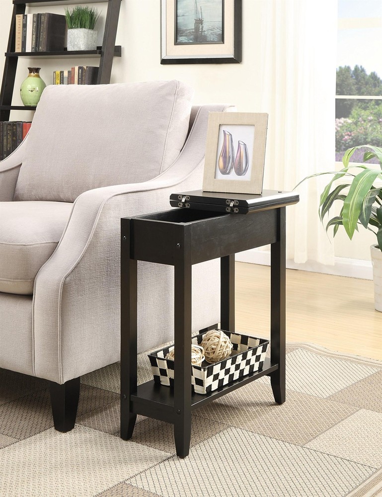 Pemberly Row Flip Top End Table - Black