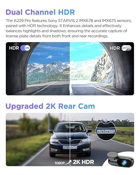 VIOFO A229 PRO 2CH 4K+2K HDR Dash Cam