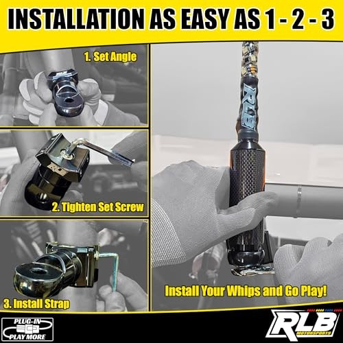 Whip Light, Flag, or Roll Bar Mount UTV Accessories- (1 PC). Micro 360° 1.875"