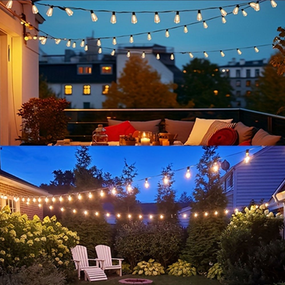 50FT Solar String Lights for Patio Waterproof Outdoor Connectable ST38 LED Light