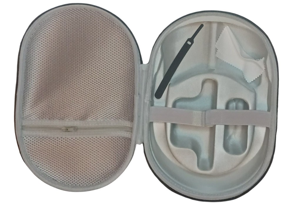 A travel case for a virtual reality (VR) headset.
