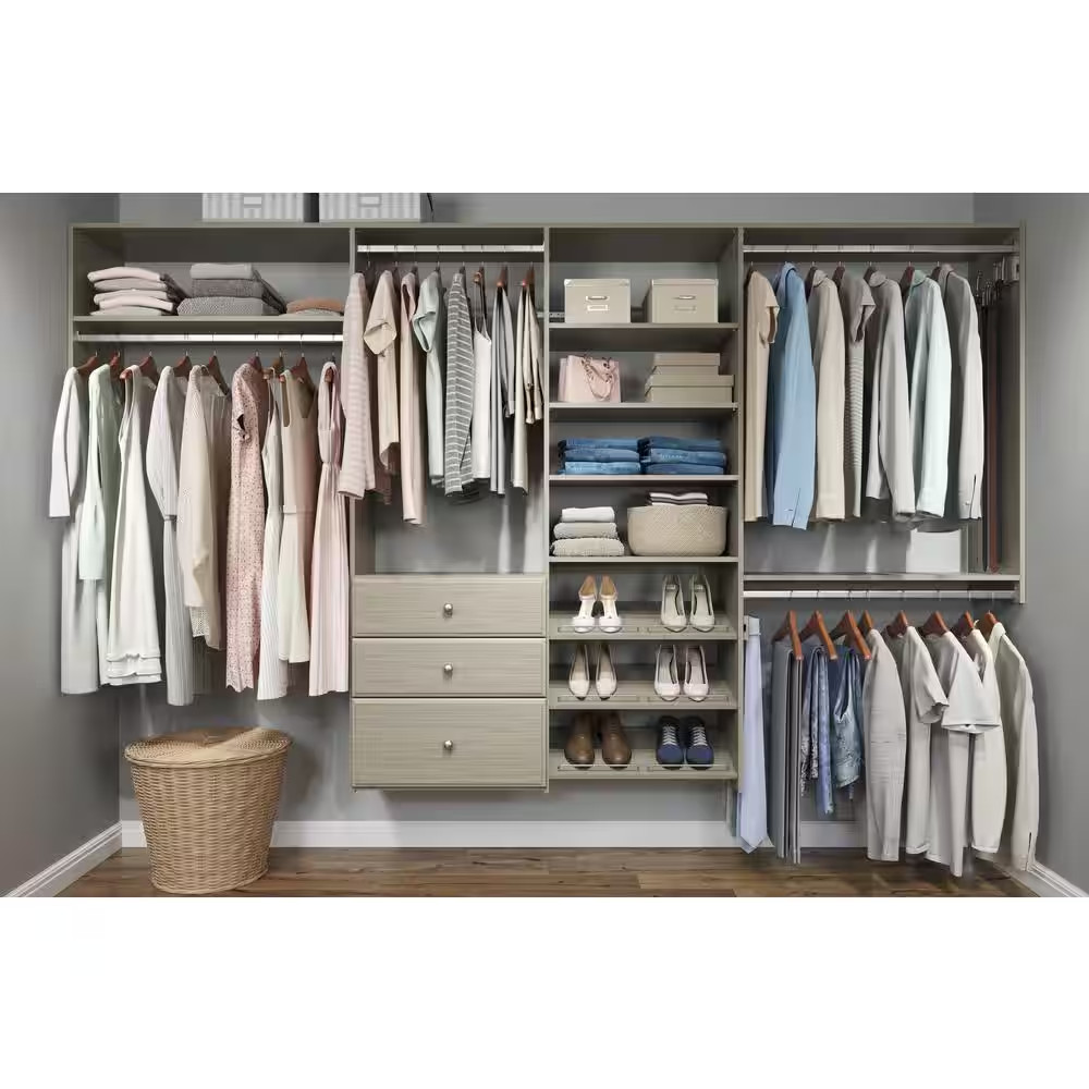 20 Hook Sliding Tie Rack Rustic Grey