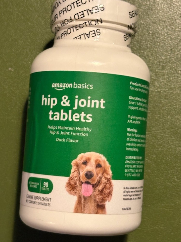 Amazon Basics Dog Hip & Joint Chewable Tablets 120ct Glucosamine & MSM Duck
