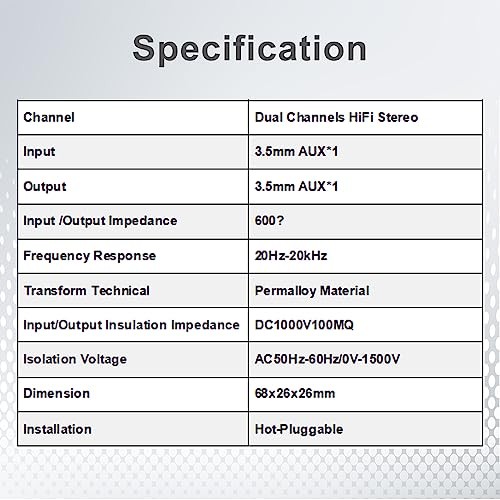 3.5mm Noise Filter Pro Hum Eliminator Ground Loop Isolator (No Silver-Gray