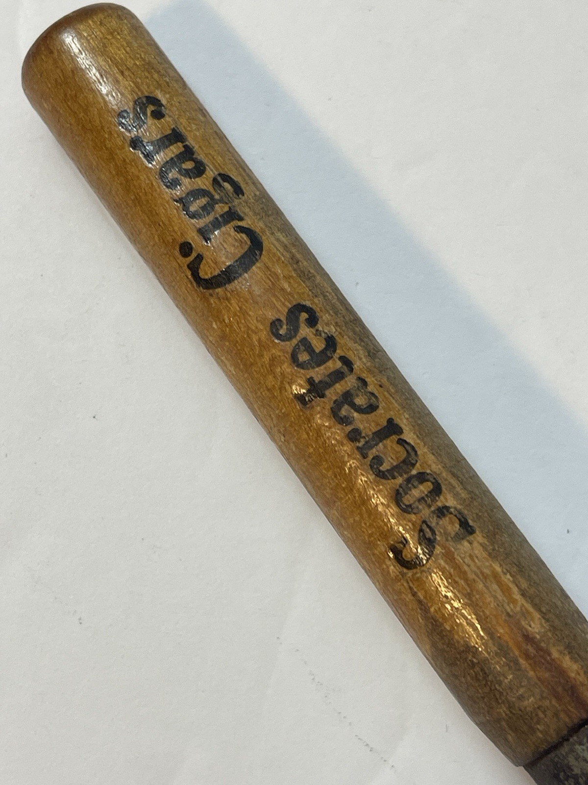 Antique Wood Handle Cigar Box Opener Hammer Tool Advertising SOCRATES CIGARS