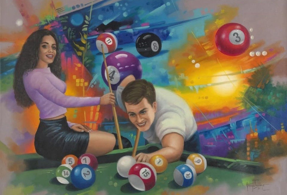 Authentic Oil on Canvas Billiards Paintings