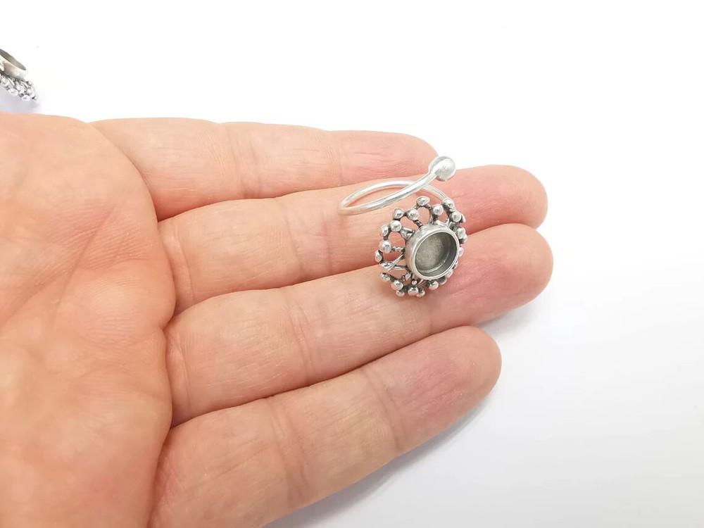 Flower, Sun Ring Setting Blank Cabochon Mounting Adjustable Resin Ring Base