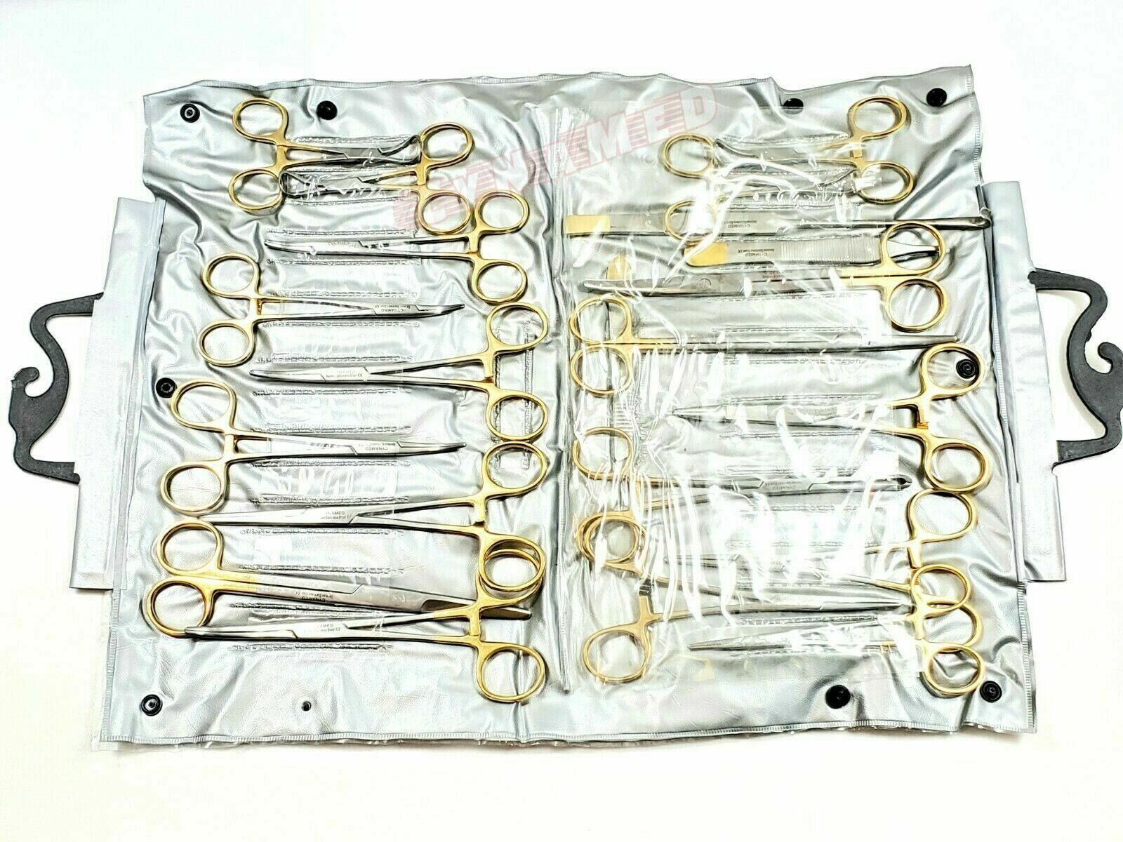 GERMAN 82 PCS GOLD HANDLE GENERAL SURGERY SPAY PACK DENTAL SURGICAL INSTRUMENTS