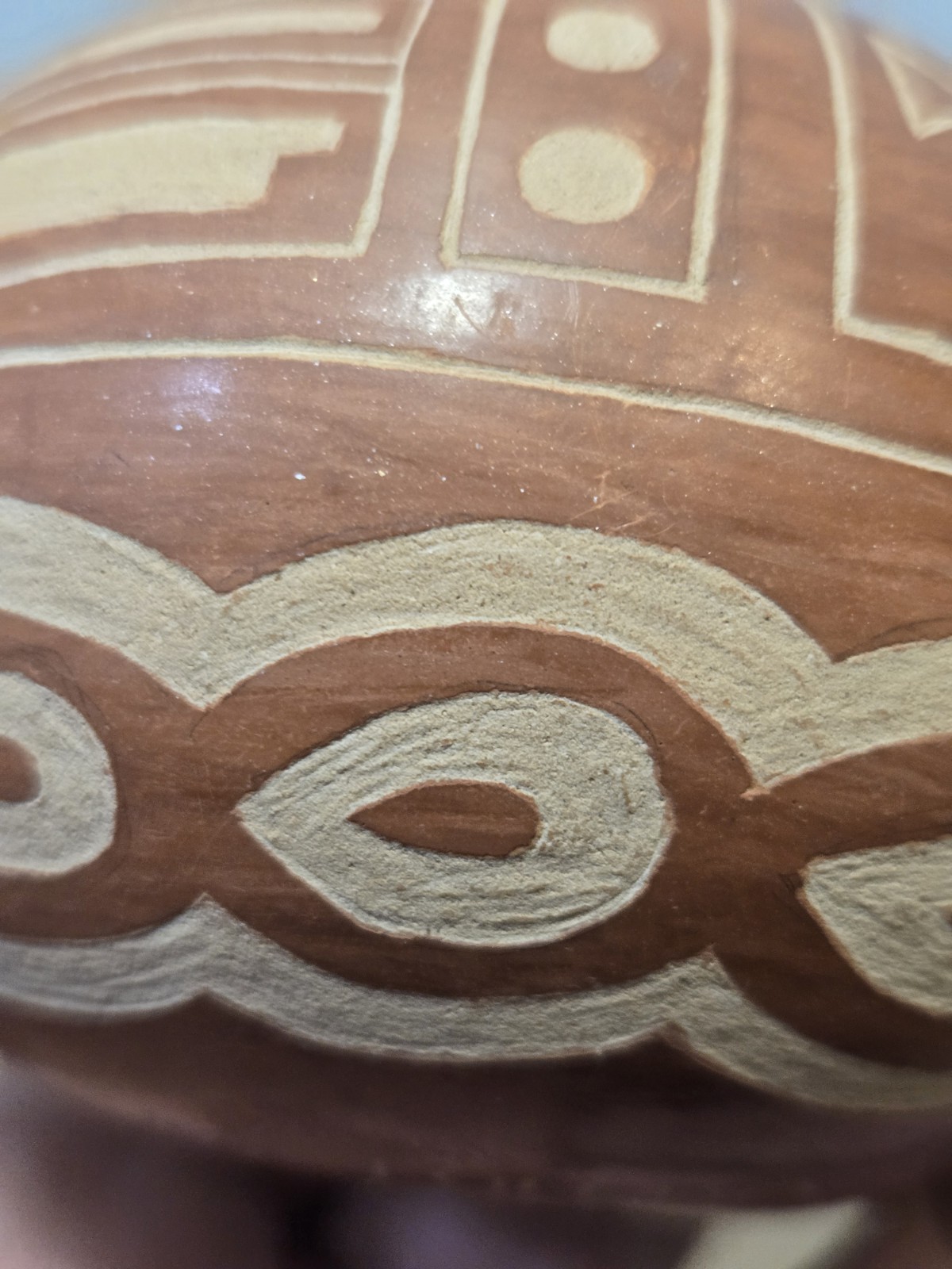 Hand Etched Design Pot Signed MF Toledo (Jemez N. Mexico)