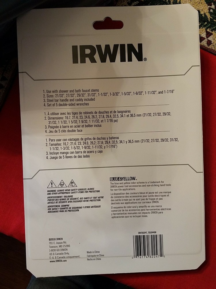 Irwin Shower Valve Socket Wrench Set IRHT82247 Brass Craft 10 Sizes