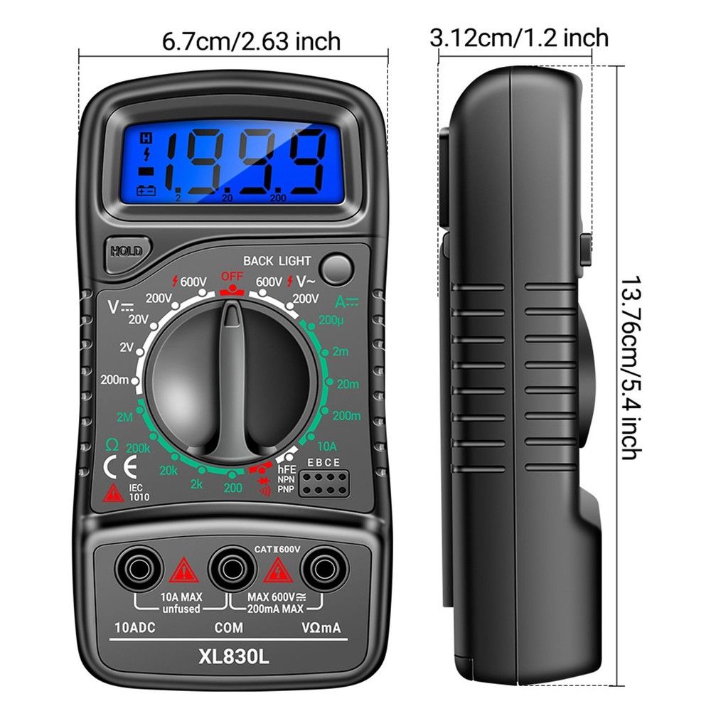 1Pc Digital Multimeter Voltmeter Ammeter Ohmmeter Volt AC DC Diode Tester Meter