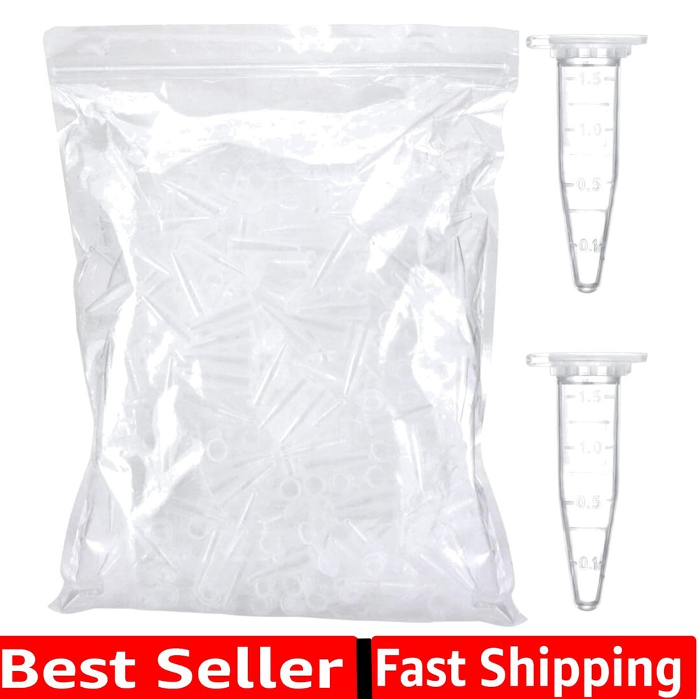 1.5ml Microcentrifuge Tubes 100pcs, EO Sterilized Plastic Small Vials with Ca...